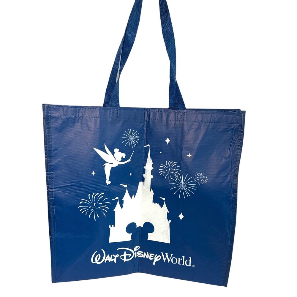 Disney Parks Reusable Shopping Tote Bag Blue Castle Tinkerbell Walt Disney World